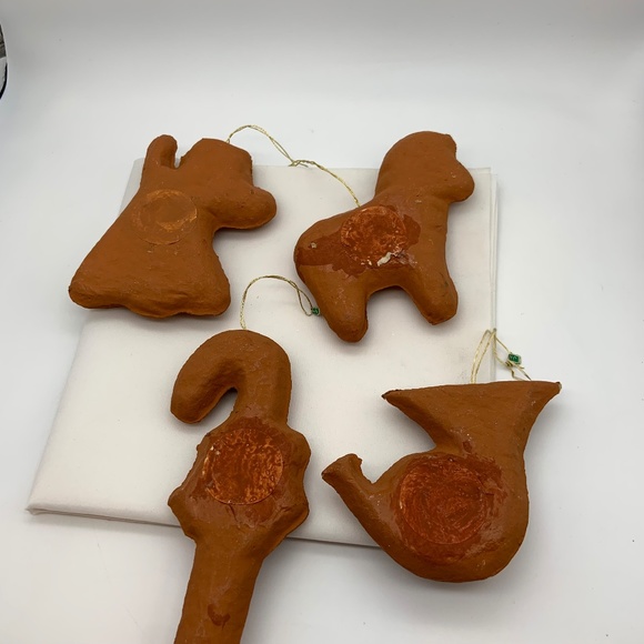 Vintage Christmas Gingerbread Cookie Set of 4 Sparkling Christmas Ornaments - Picture 7 of 10